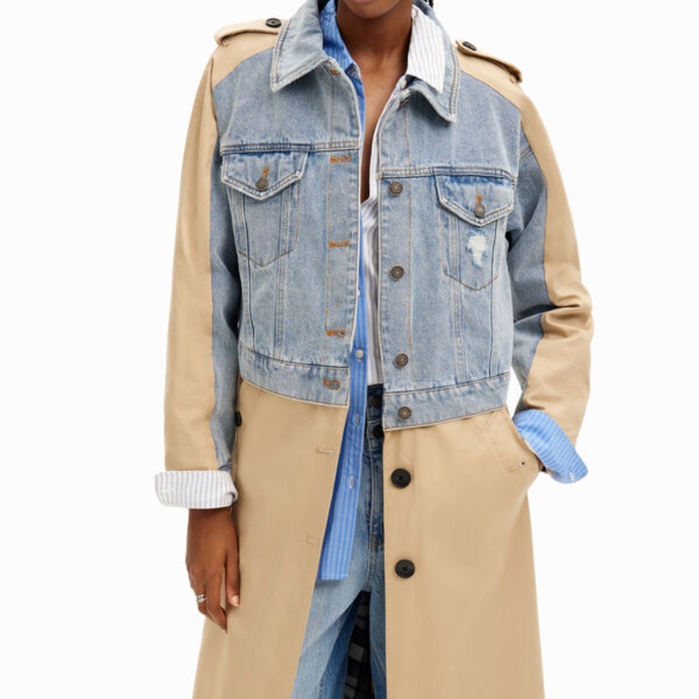 DESIGUAL HYBRID DENIM TRENCH COAT
